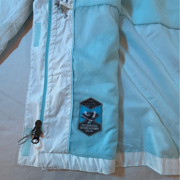 Columbia Women’s XL Aqua Blue White Fleece Lined Hooded Winter Jacket - Picture 14 of 16